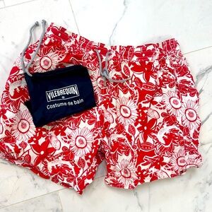 Vilebrequin Men’s Swim Shorts - red & white floral gently used ready for summer